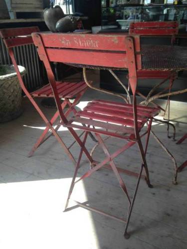 French red cafe chairs